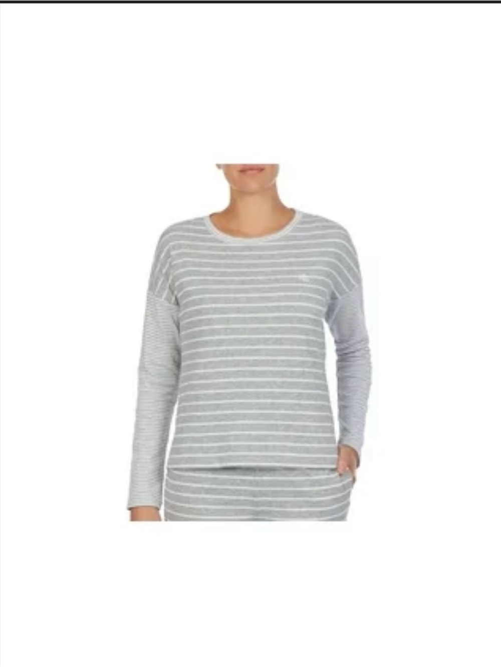 Ralph Lauren Heather Gray and White Striped Long-Sleeve Tee